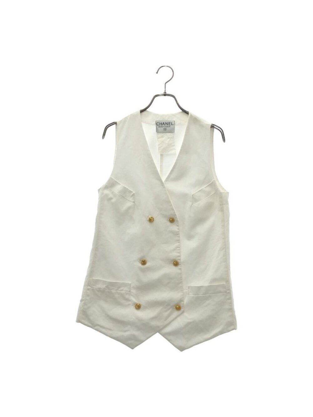 Chanel CC Logo Button Double Breasted Vest Gilet White